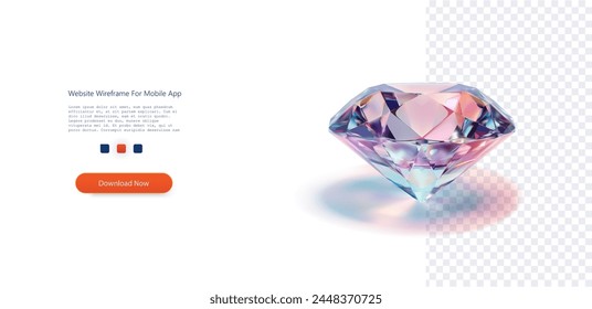 Cristal de diamante multicolor sobre fondo transparente. Icono detallado del mejor regalo de bodas. Una cautivadora ilustración 3D de una gema con facetas brillantes, emitiendo un espectro de luz.