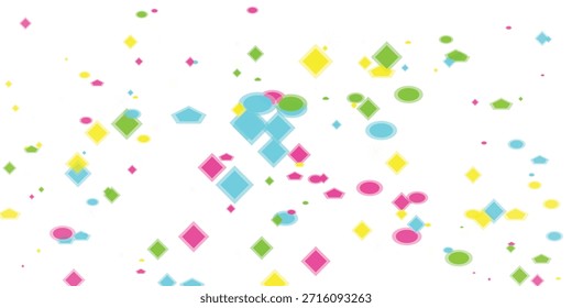 Diamantes multicolores y círculos sobre fondo transparente