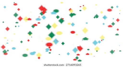 Multicolored diamonds and circles on transparent background
