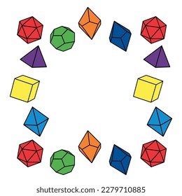 Multicolored dice frame in square shape, vector