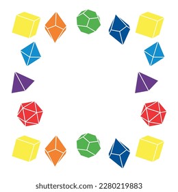 Multicolored dice frame in square shape, vector