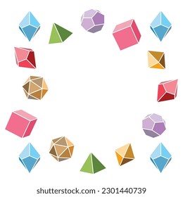 Multicolored dice frame in square shape, vector