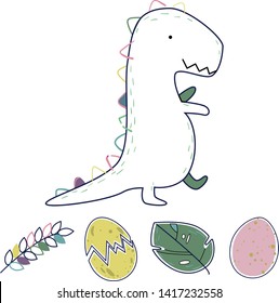 multi-colored dinosaur drawing children scribble