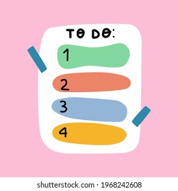 Multicolored to do list. Vector illustration on pink background.