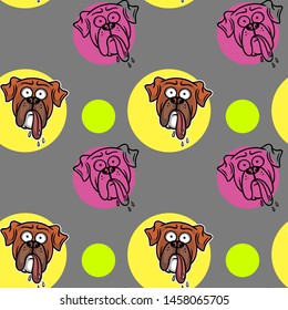 Multicolored dog head pattern in a circle