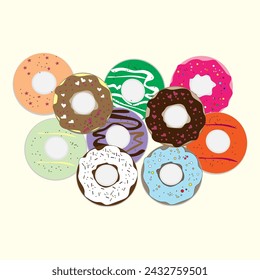 Multi-colored donut shaped food illustration