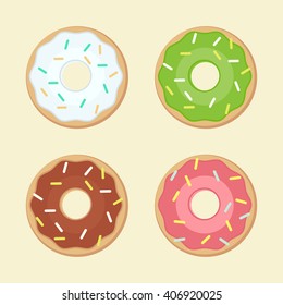 Multicolored donut vector illustration sweet donuts vector set