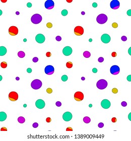 Multicolored doodle circles. Funny cartoon colored seamless pattern.