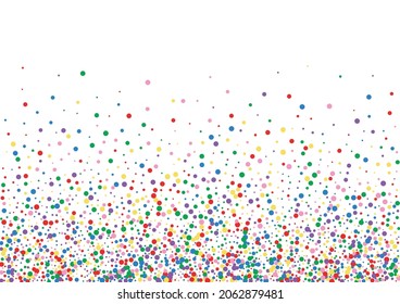 Multicolored Dot Abstract Illustration. Confetti Spread Background. Blue Creative Round. Orange Isolated Circle Texture.