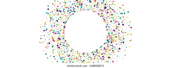 Multicolored Dot Background White Vector. Geometric Flying Illustration. Bright Christmas. Rainbow Polka Transparent. Confetti Decoration Frame.