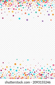 Multicolored Dot Celebration Vector Transparent Background. Top Dust Card. Transparent Round Invitation. Bright Polka Independence Postcard.