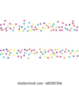 
Multicolored dot confetti. Abstract chaotic scatter on a white background. Astral design. Vector illustration.