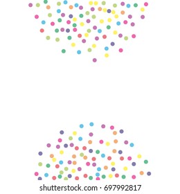 Multicolored dot confetti. Abstract chaotic scatter on a white background. Astral design. Vector illustration.