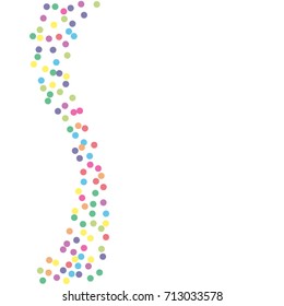 Multicolored dot confetti. Abstract chaotic scatter on a white background. Astral design. Vector illustration.