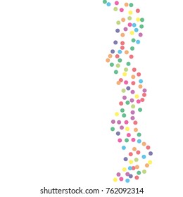 Multicolored dot confetti. Abstract chaotic scatter on a white background. Astral design. Vector illustration.
