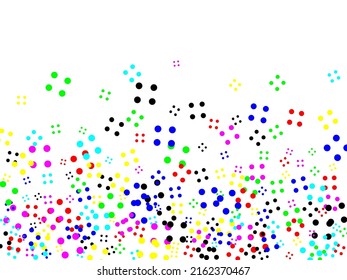 Multicolored dot confetti. Dotted texture template. Geometric pattern in halftone style with gradient. Flying confetti.