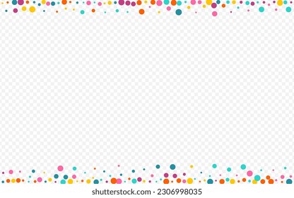 Multicolored Dot Decoration Vector Transparent Background. Independence Circle Postcard. Abstract Rain Design. Rainbow Confetti Celebrate Illustration.