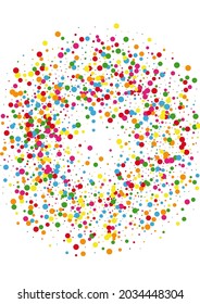 Multicolored Dot Event Texture. Circle Graphic Background. Blue Polka Round. Yellow View Confetti Illustration.