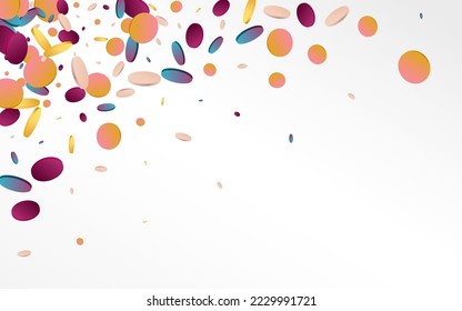 Multicolored Dot Flying Grey Background. Unicorn Decoration Shine Postcard. Happy Illustration. Colored Celebrate Texture.