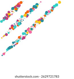 Multicolored Dot Fun Vector White Background. Flying Round Card. Happy Confetti Banner. Color Dust Celebration Texture.