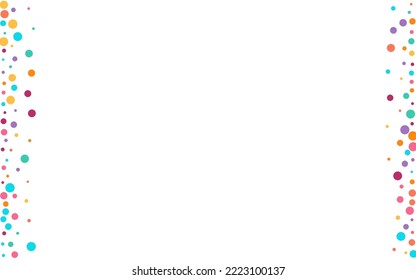 Multicolored Dot Happy Vector White Background. Carnival Circle Backdrop. FallingFestive Dust Invitation. Color Rain Christmas Illustration.