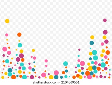 Multicolored Dot Independence Vector Transparent Background. Abstract Polka Backdrop. Effect Round Banner. Rainbow Circle Top Postcard.