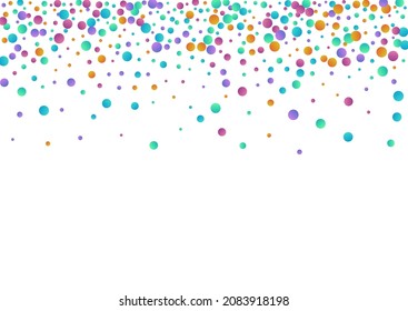 Multicolored Dot Independence Vector  White Background. Celebrate Confetti Background. Vector Splash Texture. Color Rain Abstract Banner.