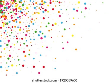 Multicolored Dot Pastel Background. Round Wedding Illustration. Yellow Celebration Confetti Texture.