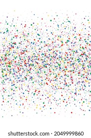 Multicolored Dot Surprise Background. Confetti Carnaval Texture. Red Square Circle. Orange Anniversary Round Illustration.