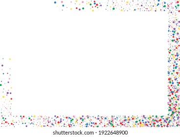 Multicolored Dot Texture. Confetti Design Illustration. Orange Pastel Circle Background.