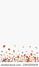 Multicolored Dot Top Transparent Background. Colored Christmas Confetti Background. Happy Design. Magic Decoration Banner.