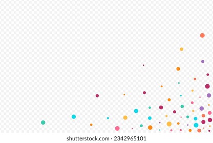 Multicolored Dot Transparent Vector Transparent Background. Invitation Circle Backdrop. Celebrate Round Postcard. Bright Confetti Carnival Texture.