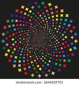 Pontos multicoloridos quadrados. Padrão de matriz de partículas. Matriz de ponto vetorial. Disposição geométrica colorida.