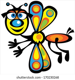 multicolored dragonfly isolated on a white background