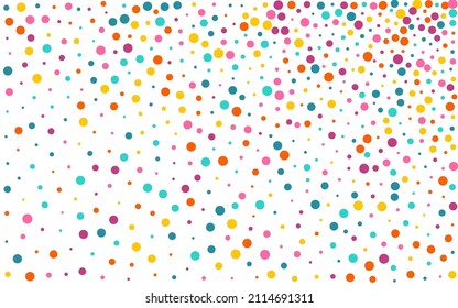 Multicolored Dust Celebration Vector White Background. Invitation Dot Invitation. Flying Confetti Card. Color Circle Independence Background.