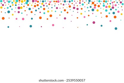 Multicolored Dust Fun Vector White Background. Decoration Confetti Invitation. Independence Rain Pattern. Bright Dot Happy Illustration.