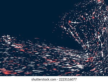 Multi-colored dust particles and debris, paint splashes, strokes are carried by the wind. Murmuration. Design template for the design of banners, posters. EPS 10