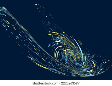 Multi-colored dust particles and debris, paint splashes, strokes are carried by the wind. Murmuration. Design template for the design of banners, posters. EPS 10