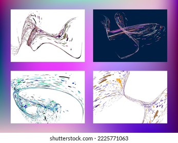 Multi-colored dust particles and debris, paint splashes, strokes are carried by the wind. Murmuration. Set of 4 design templates for the design of banners, posters. EPS 10