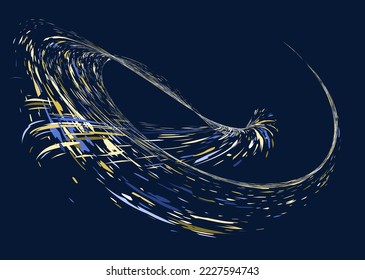 Multi-colored dust particles and debris, paint splashes, strokes are carried by the wind. Murmuration. Design template for the design of banners, posters. EPS 10