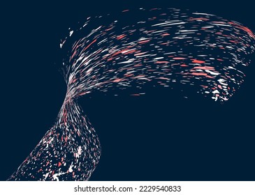 Multi-colored dust particles and debris, paint splashes, strokes are carried by the wind. Murmuration. Design template for the design of banners, posters. EPS 10