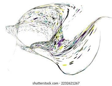 Multi-colored dust particles and debris, paint splashes, strokes are carried by the wind. Murmuration. Design template for the design of banners, posters. EPS 10