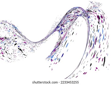 Multi-colored dust particles and debris, paint splashes, strokes are carried by the wind. Murmuration. Design template for the design of banners, posters. EPS 10