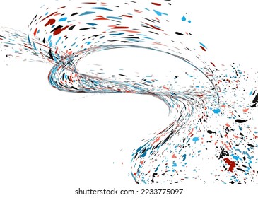 Multi-colored dust particles and debris, paint splashes, strokes are carried by the wind. Murmuration. Design template for the design of banners, posters. EPS 10