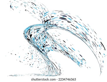 Multi-colored dust particles and debris, paint splashes, strokes are carried by the wind. Murmuration. Design template for the design of banners, posters. EPS 10