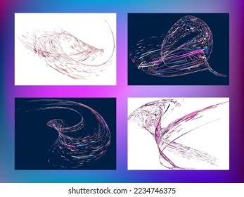 Multi-colored dust particles and debris, paint splashes, strokes are carried by the wind. Murmuration. Set of 4 design templates for the design of banners, posters. EPS 10