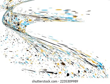 Multi-colored dust particles and debris, paint splashes, strokes are carried by the wind. Design template for the design of banners, posters, booklets, covers, magazines. EPS 10