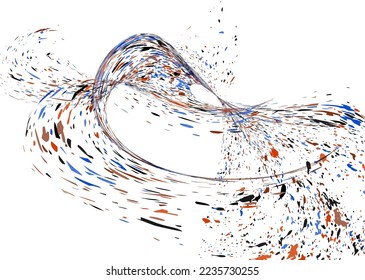 Multi-colored dust particles and debris, paint splashes, strokes are carried by the wind. Murmuration. Design template for the design of banners, posters. EPS 10