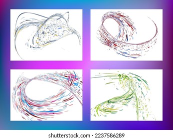 Multi-colored dust particles and debris, paint splashes, strokes are carried by the wind. Murmuration. Set of 4 design templates for the design of banners, posters. EPS 10