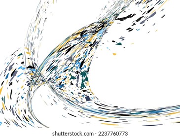 Multi-colored dust particles and debris, paint splashes, strokes are carried by the wind. Murmuration. Design template for the design of banners, posters. EPS 10